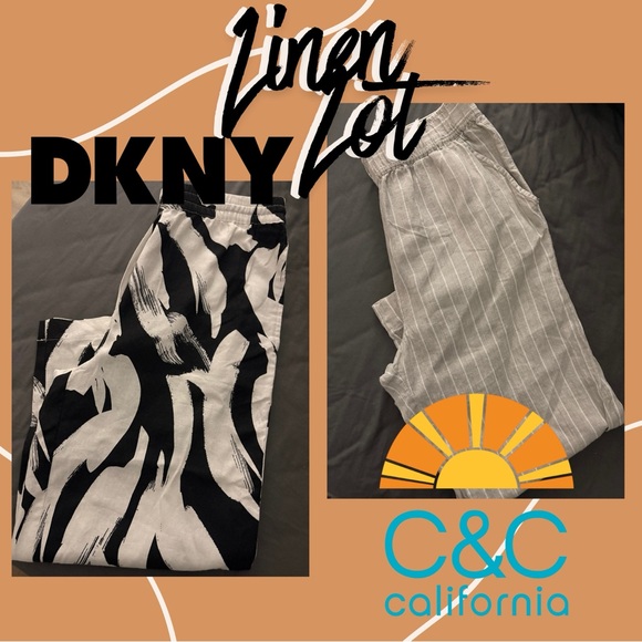 DKNY Black and White | Gray and White C&C California Both Sz S Linen Capris Lot - Picture 2 of 16